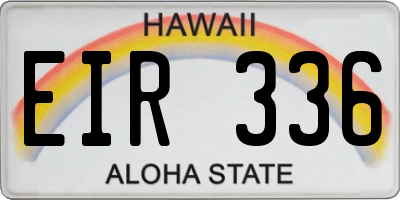 HI license plate EIR336