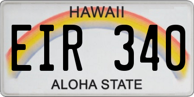 HI license plate EIR340
