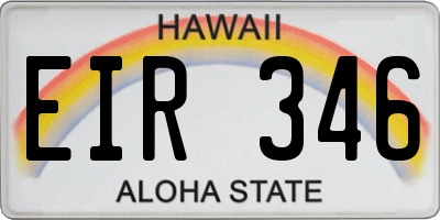 HI license plate EIR346