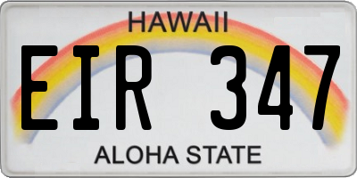 HI license plate EIR347