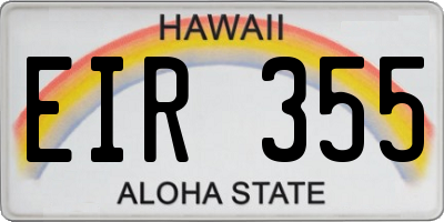 HI license plate EIR355