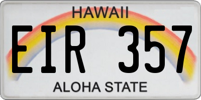 HI license plate EIR357