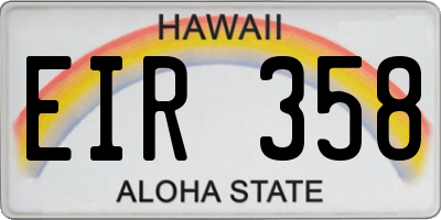 HI license plate EIR358