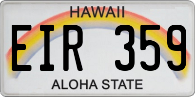 HI license plate EIR359