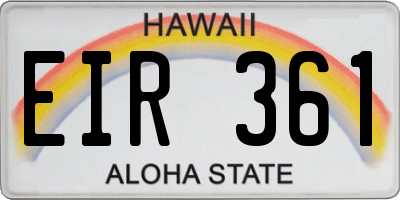 HI license plate EIR361