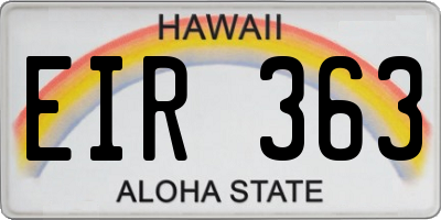 HI license plate EIR363