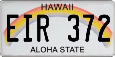 HI license plate EIR372
