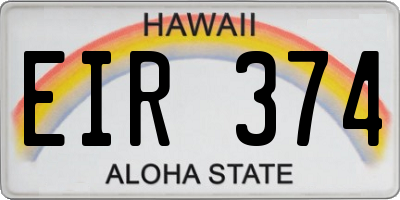 HI license plate EIR374