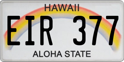 HI license plate EIR377