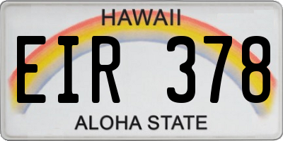 HI license plate EIR378