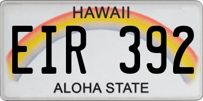 HI license plate EIR392