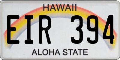 HI license plate EIR394