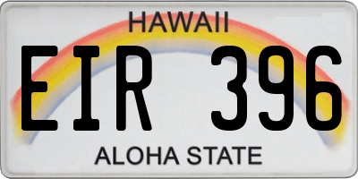 HI license plate EIR396