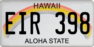 HI license plate EIR398