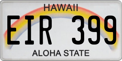 HI license plate EIR399