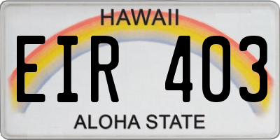 HI license plate EIR403