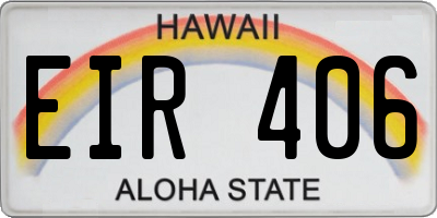HI license plate EIR406