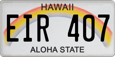 HI license plate EIR407