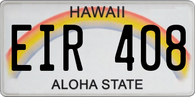 HI license plate EIR408