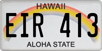 HI license plate EIR413