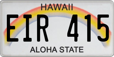 HI license plate EIR415