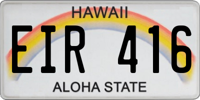 HI license plate EIR416