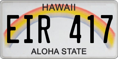 HI license plate EIR417