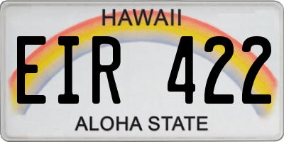 HI license plate EIR422
