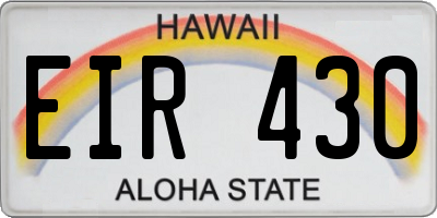 HI license plate EIR430
