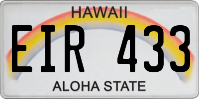 HI license plate EIR433