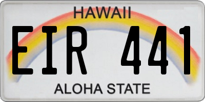 HI license plate EIR441