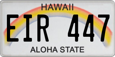 HI license plate EIR447