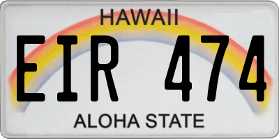 HI license plate EIR474