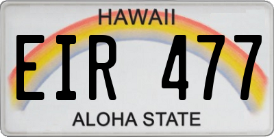 HI license plate EIR477