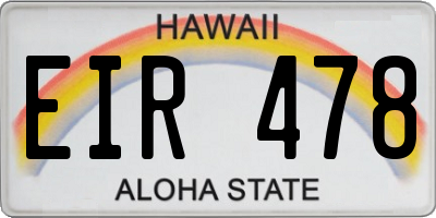 HI license plate EIR478