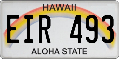 HI license plate EIR493
