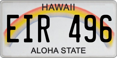 HI license plate EIR496