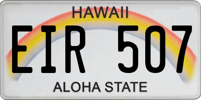 HI license plate EIR507