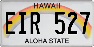 HI license plate EIR527