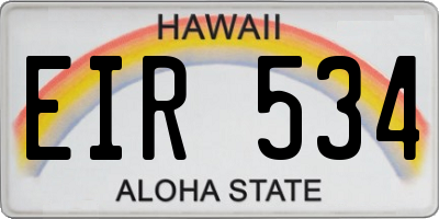 HI license plate EIR534