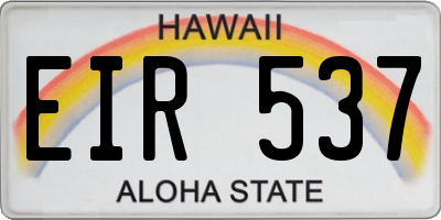 HI license plate EIR537