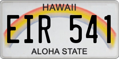 HI license plate EIR541