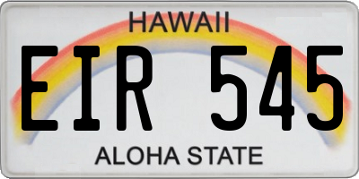 HI license plate EIR545