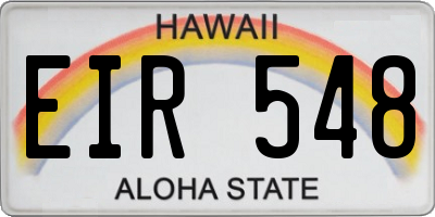 HI license plate EIR548