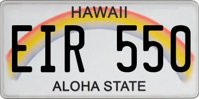 HI license plate EIR550