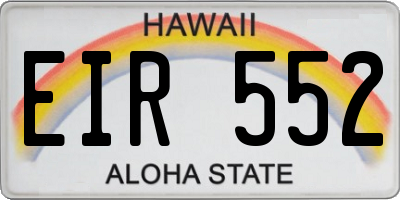 HI license plate EIR552
