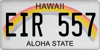 HI license plate EIR557