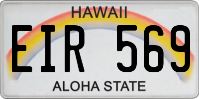 HI license plate EIR569