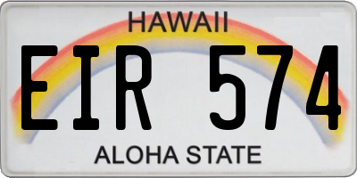 HI license plate EIR574