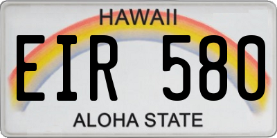 HI license plate EIR580